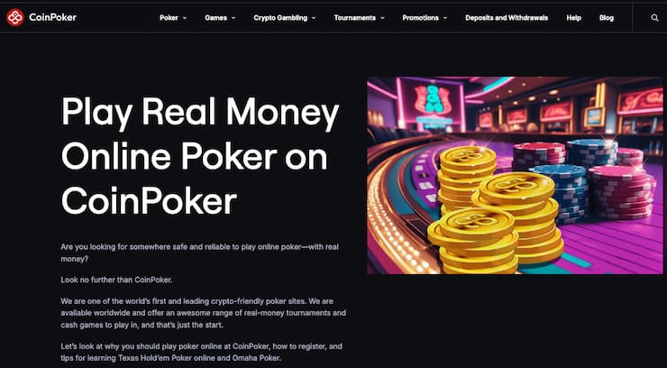 A snapshot of CoinPoker, one of our top rated online poker sites.